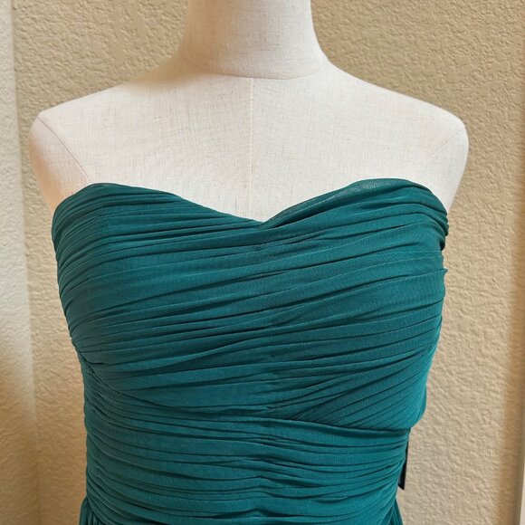 Marina Gown Hunter Green Strapless Ruched Sweetheart Neck Size 12 - Picture 4 of 9